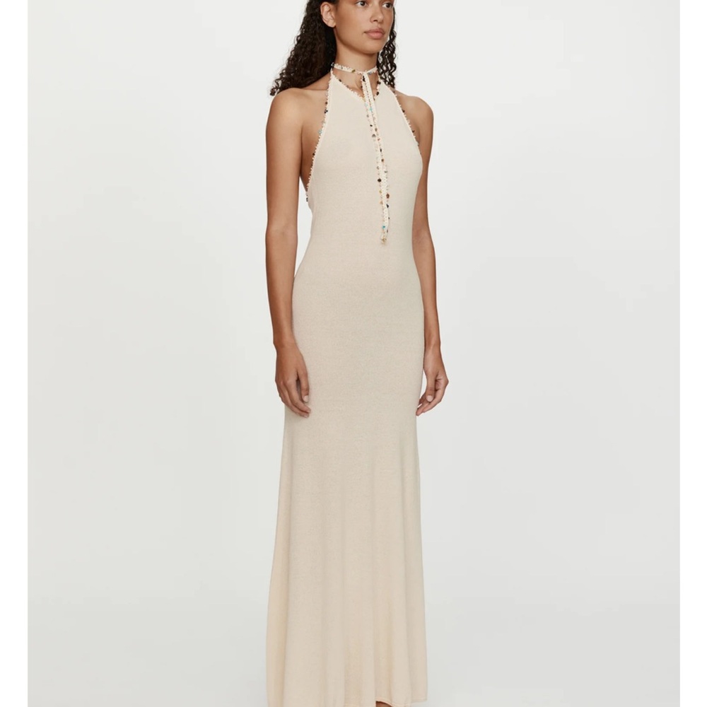 Christopher Esber Cream Halter Maxi Dress